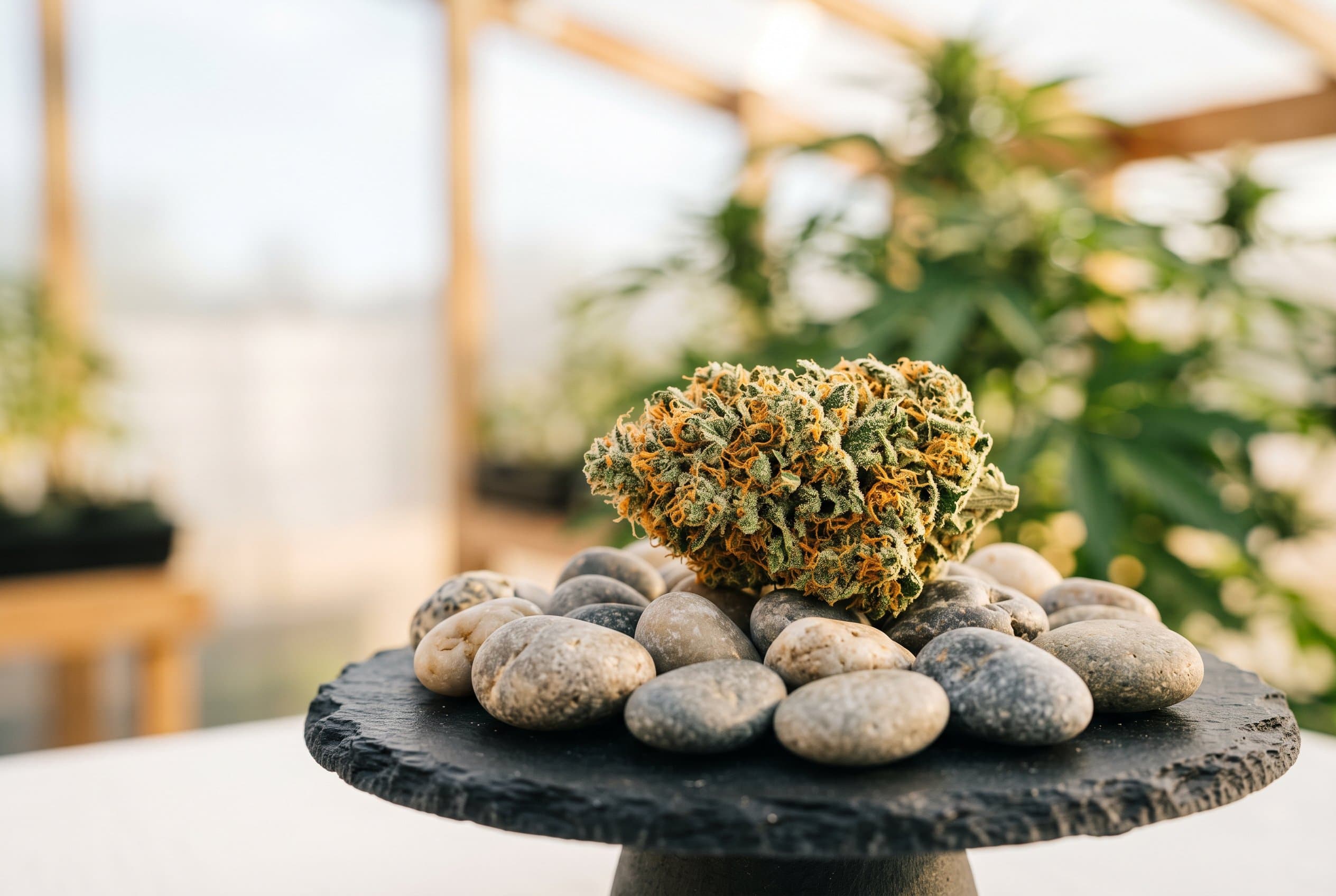 Amnesia Haze cannabis strain buds with dense trichomes and green foliage
