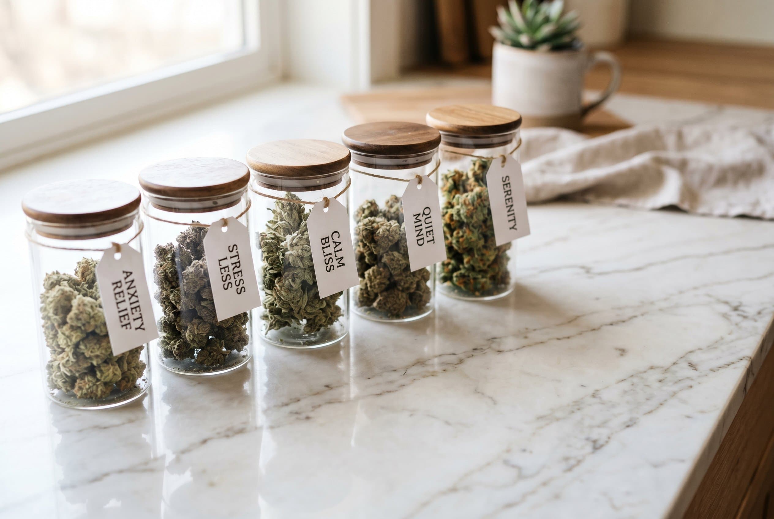 Best cannabis strains for anxiety and stress relief including CBD-dominant and balanced options