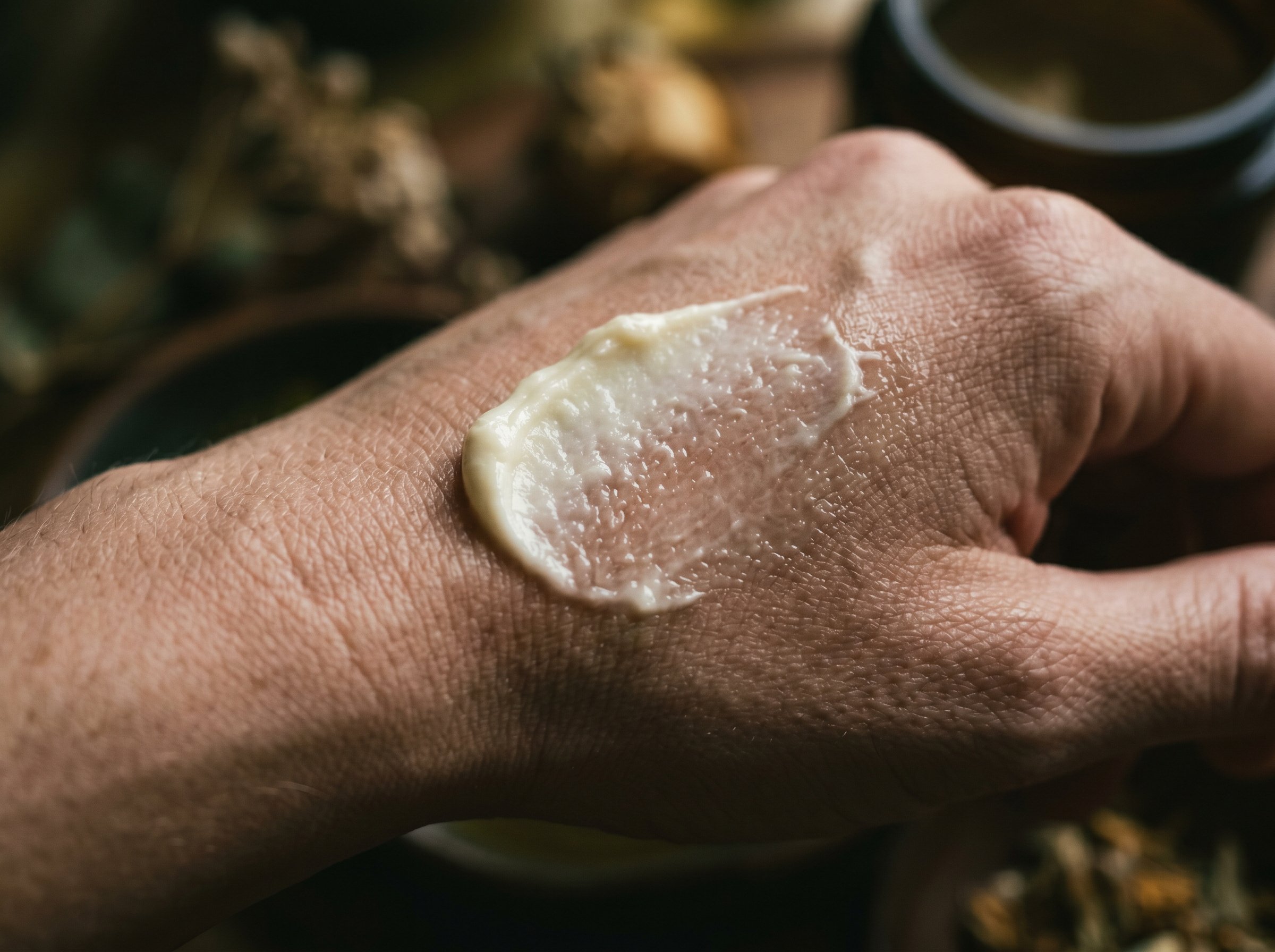 Cannabis topicals application on skin showing how they work without psychoactive effects