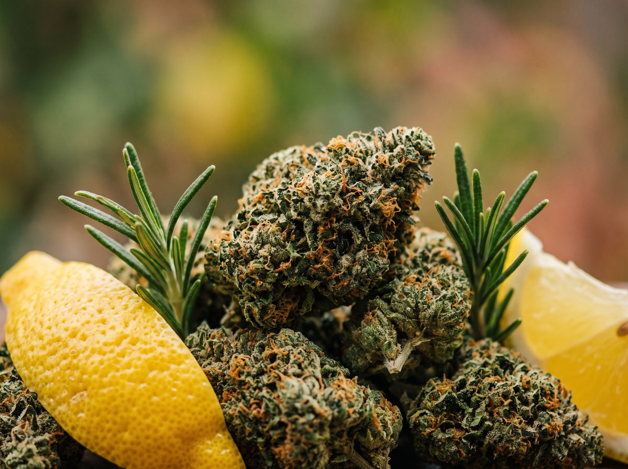 Cannabis strain buds displaying limonene terpene profiles and effects comparison chart
